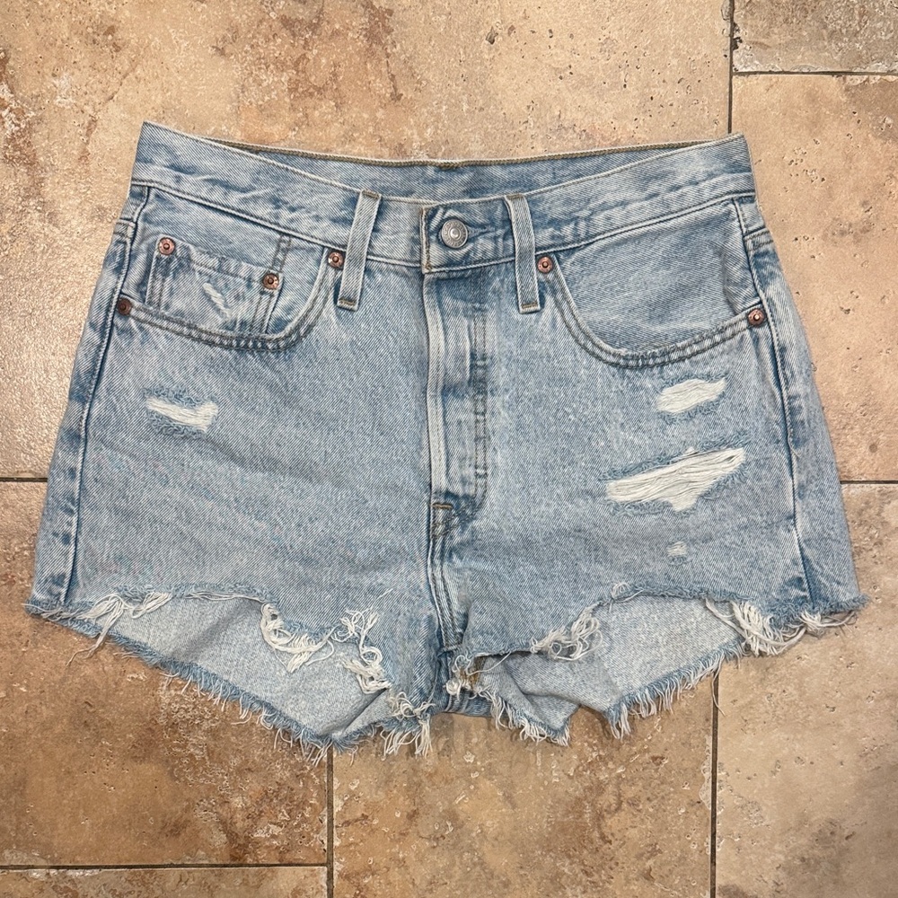 Levi’s 501 Distressed Denim Shorts - Size 28